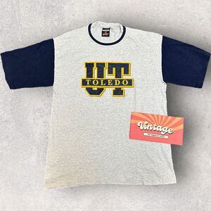 Vintage‎ UT Toledo Signal Tag Graphic T shirt Spell Out Gray Blue Size Large